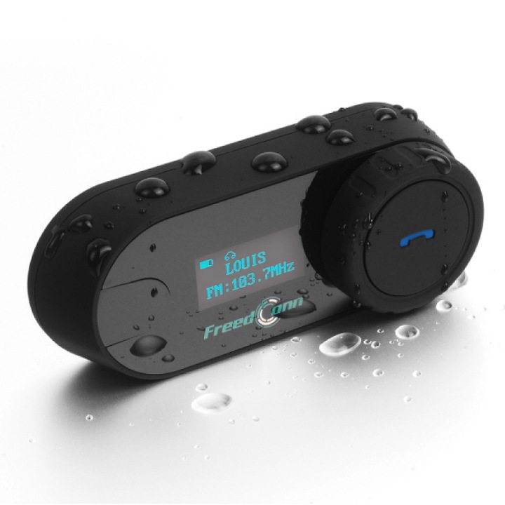 Интерком за мотор FreedConn TCOM-SC, Bluetooth, 800m, черен, 8.1x3.1x2.5cm