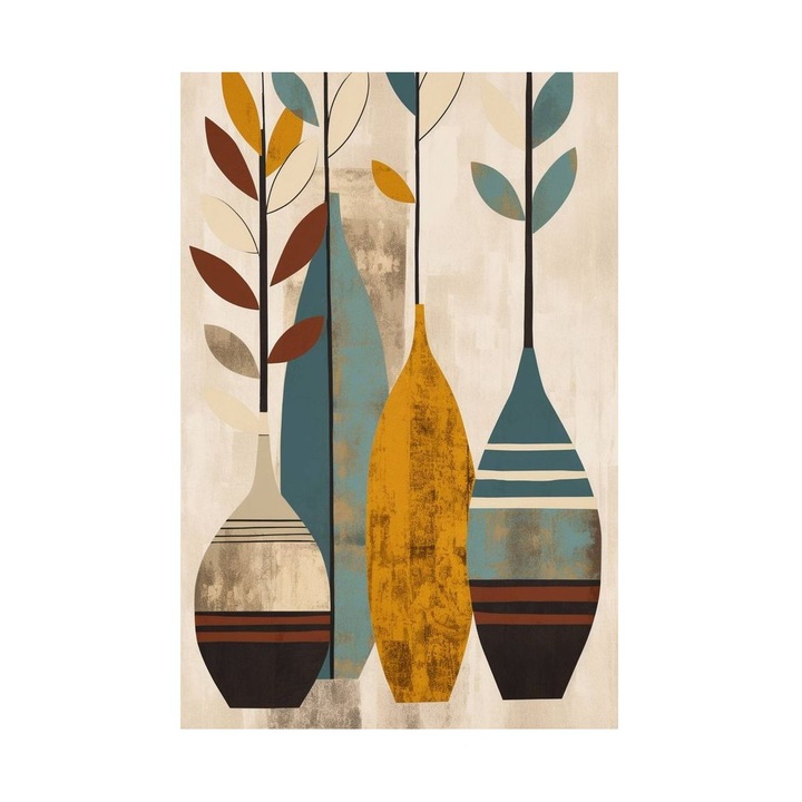 Tablou abstract cu vaze colorate 45x60 cm