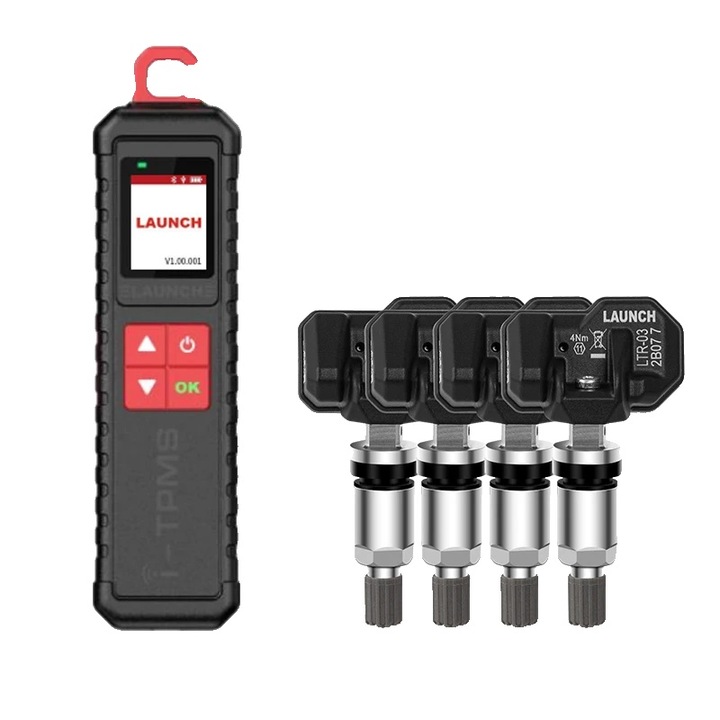 Tester diagnoza auto TPMS, ecran color 1.77 inch, compatibil senzori 315/433MHz, set 4 senzori, multilingv, 205x57x25.5mm