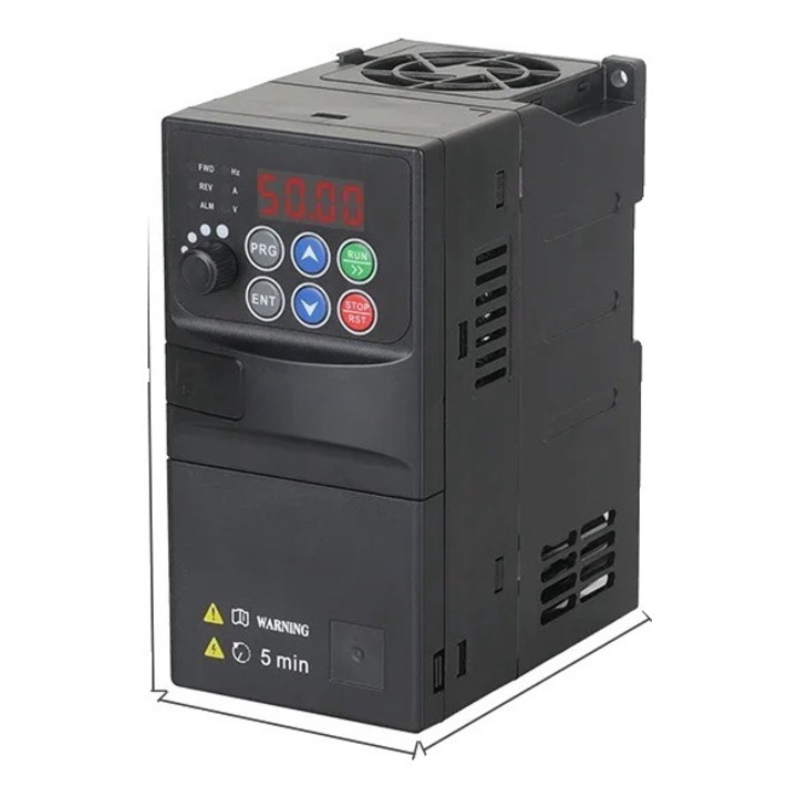 Честотен преобразувател, 0.75kW, 380V, 3 фази, компактен, 185x87x138mm, многоцветен