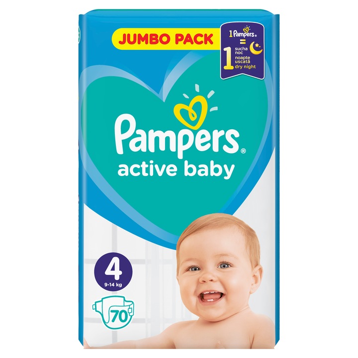 Пелени Pampers Active Baby 4 Maxi Jumbo Pack 70 броя