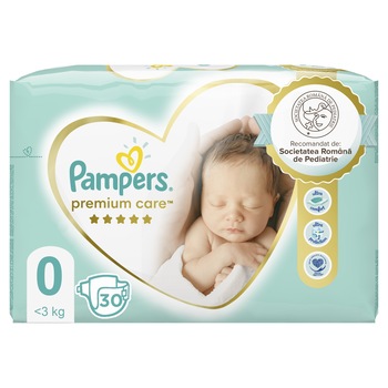 Scutece Pampers Premium Care Carry Pack Marimea 0, Nou Nascut, 1 - 2,5 kg, 30 buc Scutece Pampers Premium Care Carry Pack Marimea 0, Nou Nascut, 1 - 2,5 kg, 30 buc