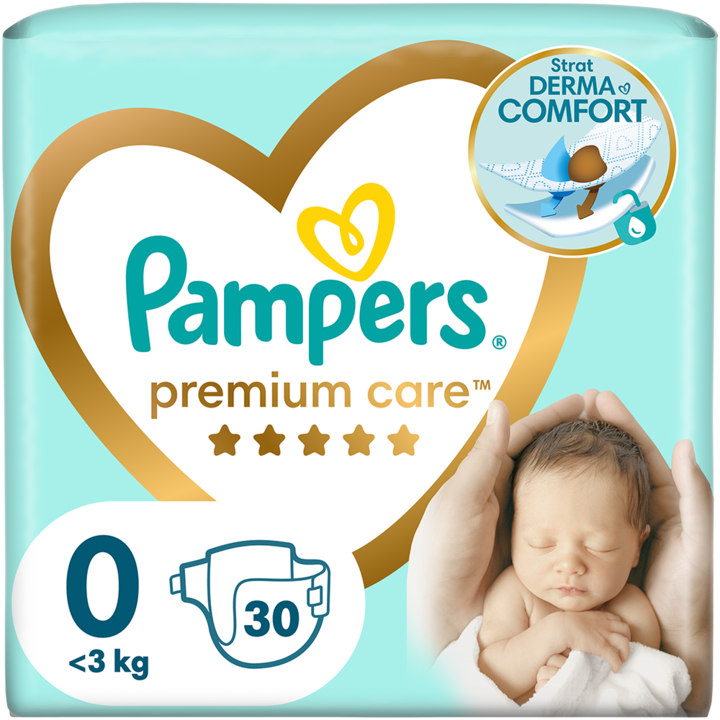Scutece Pampers Premium Care Carry Pack Marimea 0, Nou Nascut, 1 - 2,5 kg, 30 buc