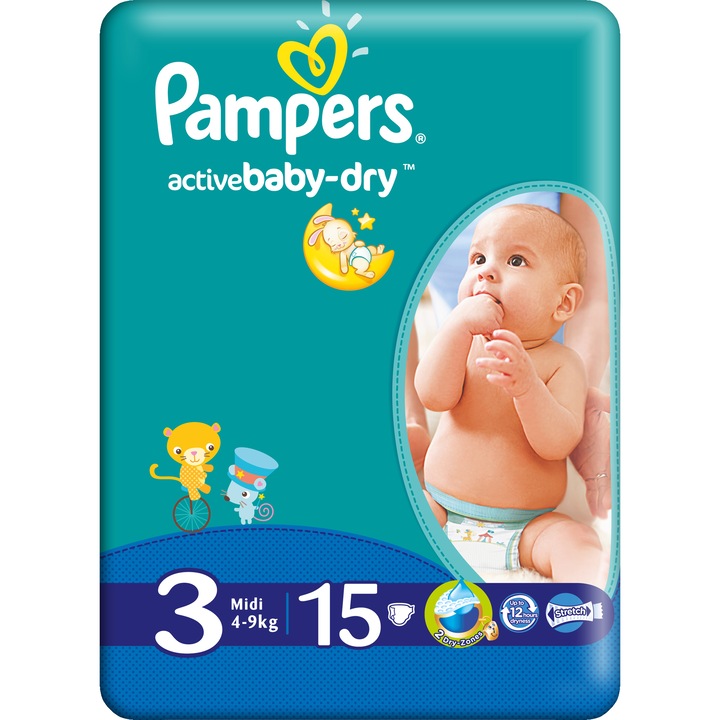 Пелени Pampers Active Baby 3 Midi Regular Pack 15 броя