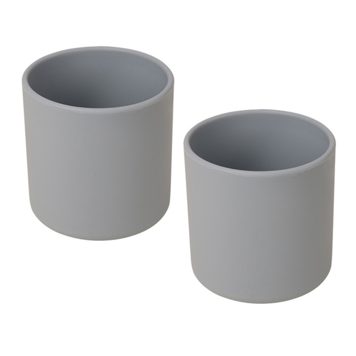 Set 2 cani pentru bebelusi, silicon, rezistenta termica, rosu inchis si albastru inchis, 7.1x7.2cm