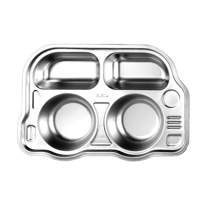 Gyerektányér, QttvbTna, rozsdamentes acél, ezüst