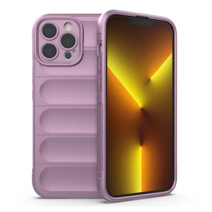 Калъф Wave, Силикон, съвместим с Apple iPhone 15 Pro, Anti-Shock, Лилав