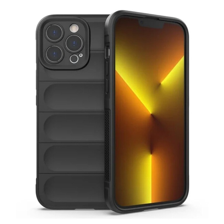 Калъф Silicone Wave, съвместим с Apple iPhone 15 Pro Max Anti-Shock, черен