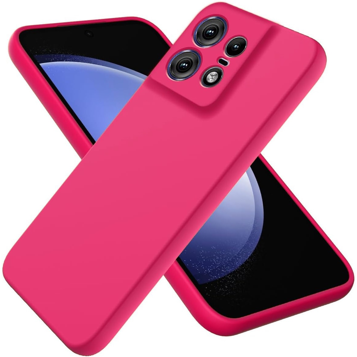 Husa pentru Motorola Edge 50 Pro Daden® Silicon SoftFlex, Ultra Slim, Protectie sporita, Interior de microfibra, Roz neon