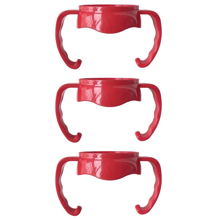 Set 3 manere pentru biberoane, AMRINUGL, rosu, materiale sigure pentru copii, design ergonomic