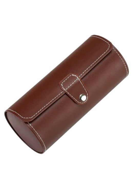 Cutie depozitare ceasuri, Piele Artificiala, Pentru 3 ceasuri, 9 x 19 cm, Maro