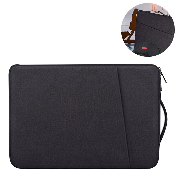 Laptop táska, AMRINUGL, 13,3 hüvelyk, fekete, bársony/poliészter