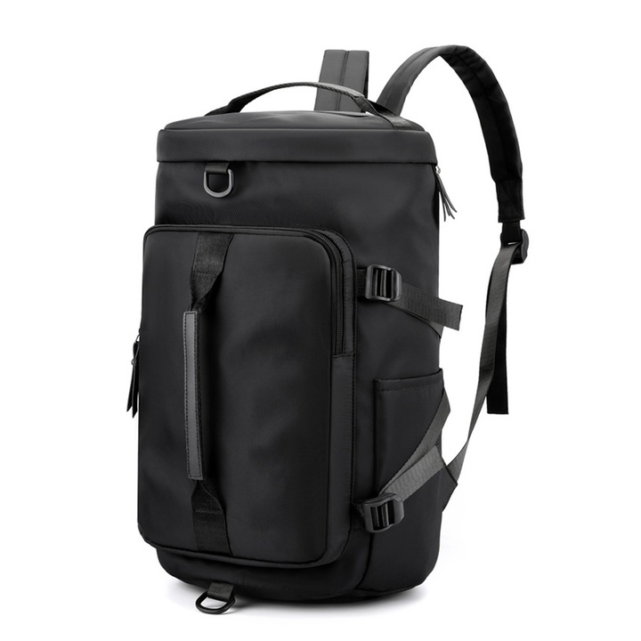 Раница QttvbTna, текстил, отделение за обувки, черна, 46x25x25см