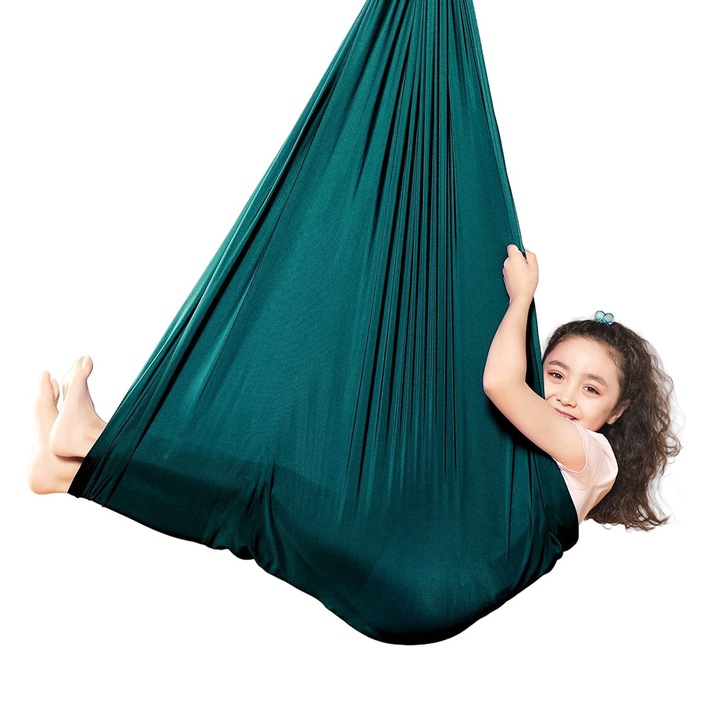 Set leagan suspendat pentru copii, verde, cu perna, pentru interior si exterior