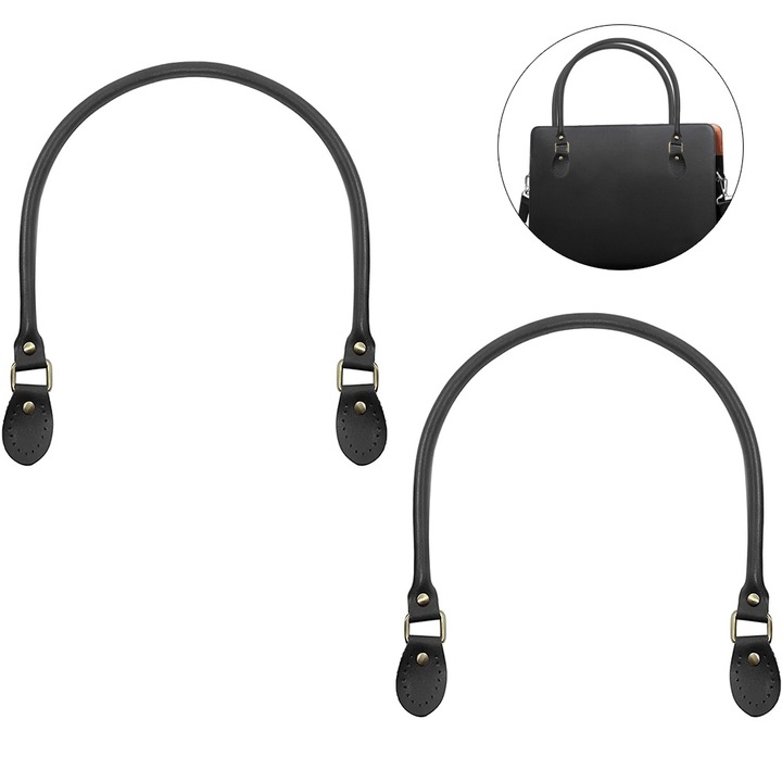 Táskafogantyú készlet, PU+fém, fekete/teve/világosbarna, 61x1,45cm