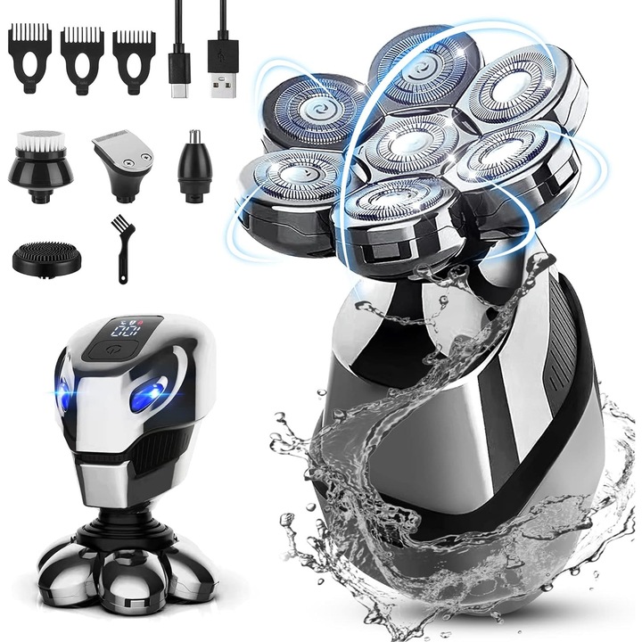 Самобръсначка 5 в 1, многофункционална, водоустойчива, USB зареждане, Черен