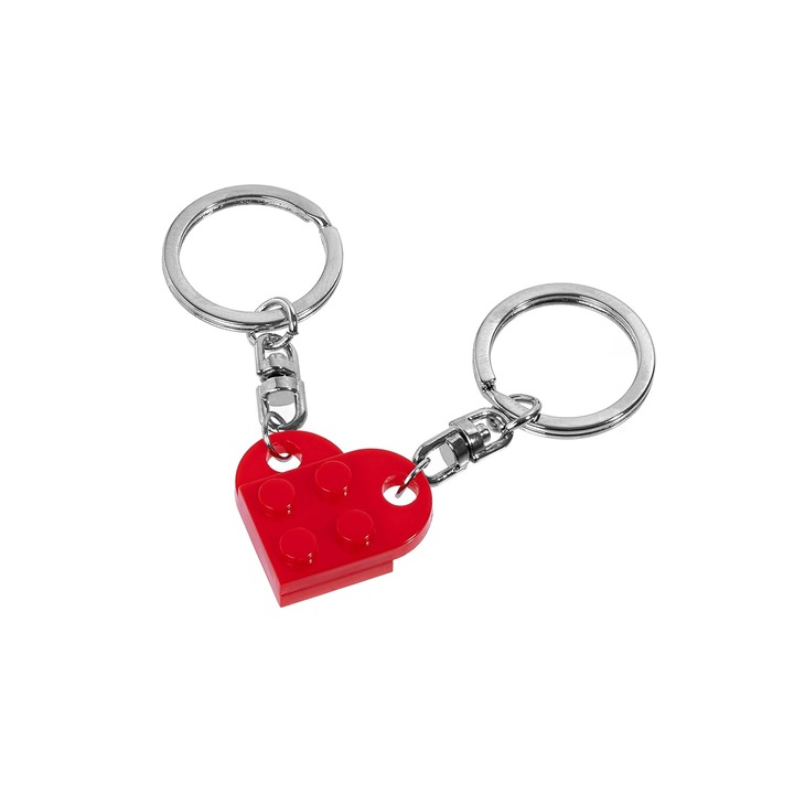 Set brelocuri in forma de inima, detasabile, multicolor, pentru cupluri