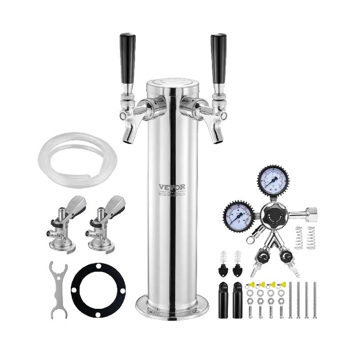 Söradagoló, VEVOR, rozsdamentes acél, 2 csap, szerelési/tisztító tartozékok, ezüst/fekete
