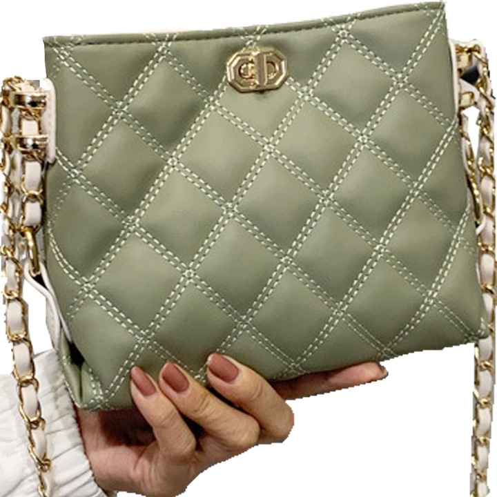 Jormftte női táska, Double-Line Diamond modell, 20x8x16cm, fekete/fehér/zöld, 1 db-os készlet.