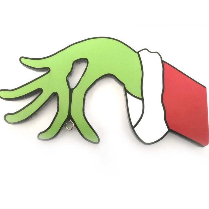 Decoratiune Craciun, de perete, Mana Grinch, PVC, 15x20cm