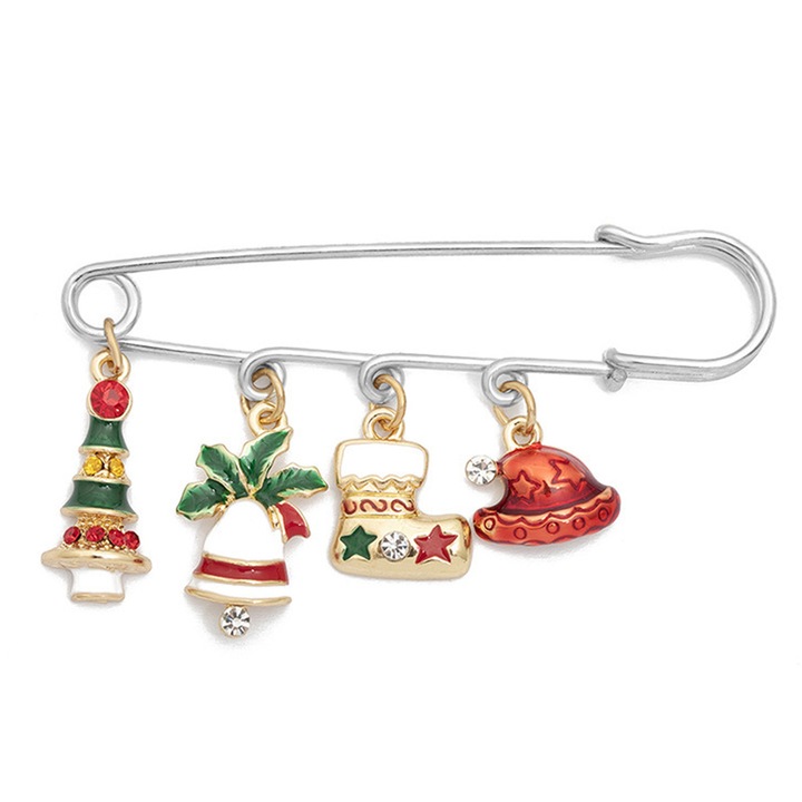 Set brose Craciun, multicolor, pentru femei, strasuri, cadou