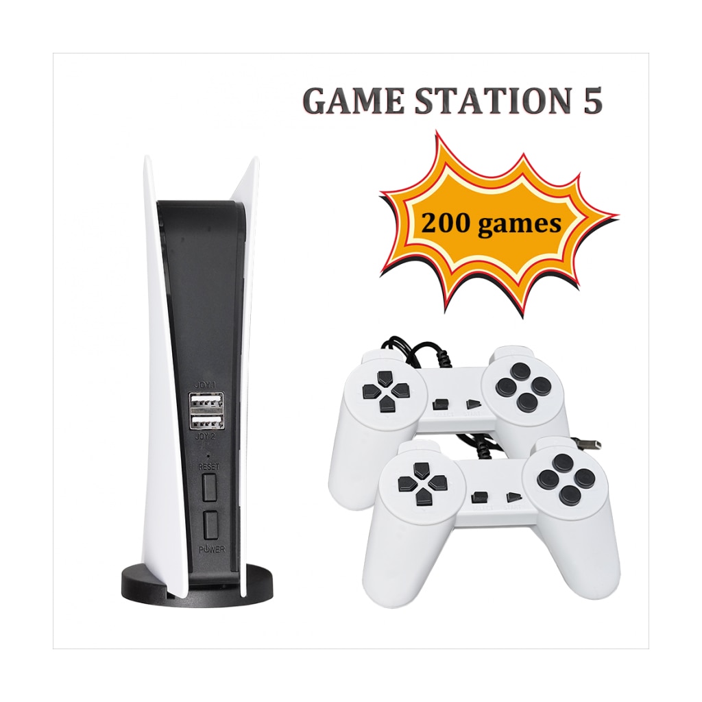 Consola de jocuri GS5 incorporata, 2 joystick-uri, 200 de jocuri, alb