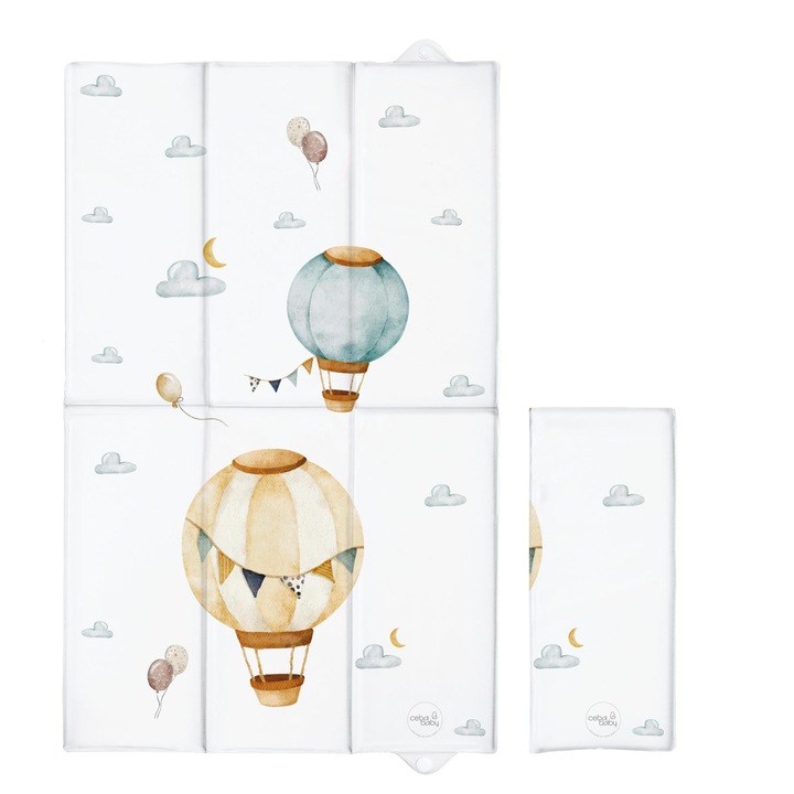 Saltea de infasat Balloons, CEBA, PVC, Design pliabil, 50 x 80 cm, Multicolor