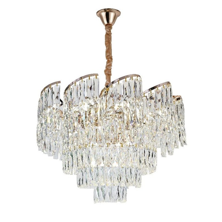 Candelabru RFAN, Модел RF382/500, Textura Cristal, Метал, 8 X E14, Auriu