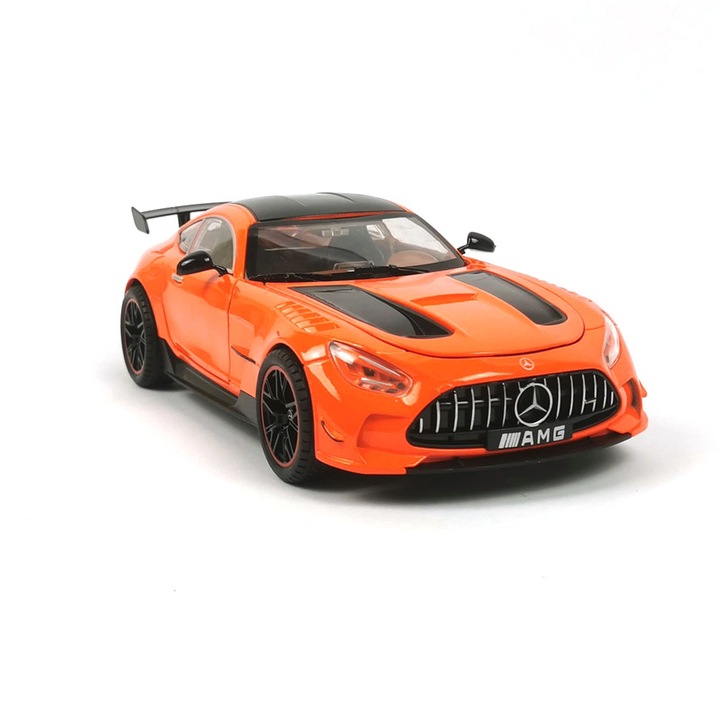 Fémautó Mercedes-Benz AMG GT, FEKETE SOROZAT, Narancs, 1:18, Csomagolás nélkül