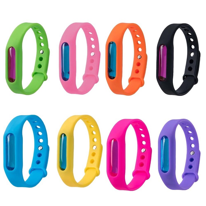 Set 8 Bratari Din Silicon Anti-Tantari pentru adulti si copii, Efect Repelent pana la 720h, 100% Natural, eZMART