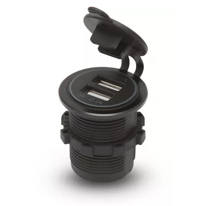 Adaptor auto cu lumina rosie USB 3.1A instalabil in locas bricheta 12V / 24V M'N'C