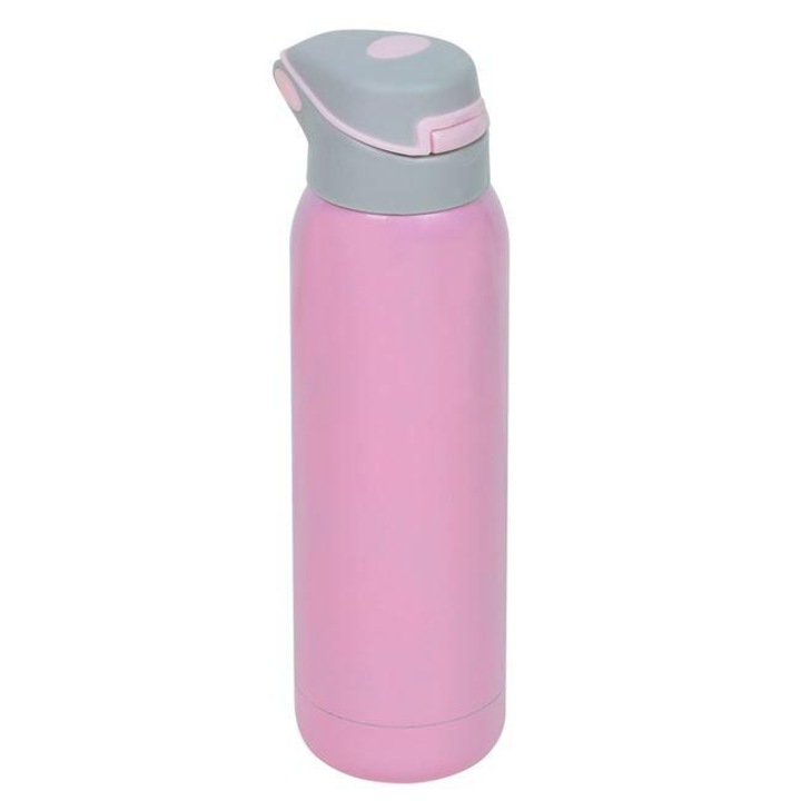 Termosz palack, rózsaszín szalmával, 500 ml