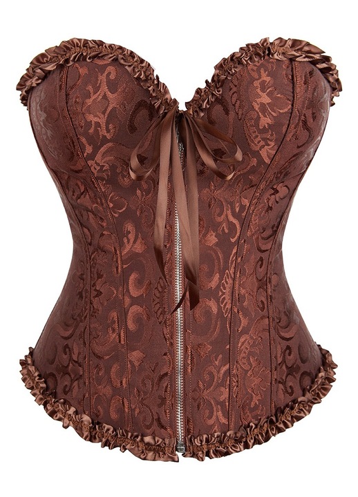 Корсет QttvbTna винтидж, сатен/памук,, Кафяв, 4XL