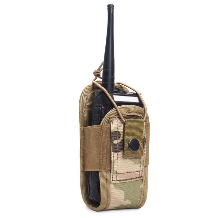 Port Toc Statie Radio Ajustabil cu prindere pe Centura, Vesta sau Chinga Molle, Camuflaj Multicam