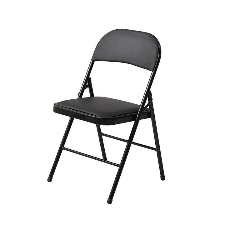 Összecsukható szék nappaliba, konyhába és kempingbe HouseXL™ Fekete összecsukható szék 2900, Méretek 46X47X98 cm, Puha ülés, Ergonomikus kialakítás, Fém lábak, Fekete