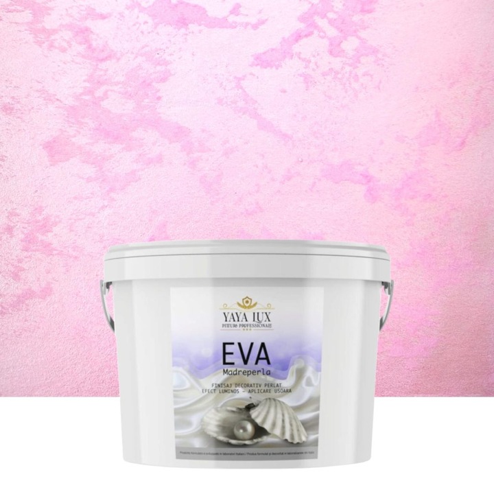 Vopsea decorativa de Lux, Eva Madreperla cu Fulgi de Sticla, Roz Aprins, 2.5 Litri