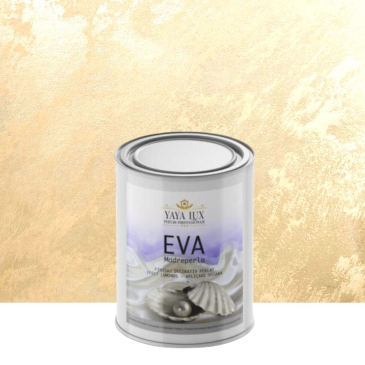 Vopsea decorativa de Lux, Eva Madreperla cu Fulgi de Sticla, Bej Sampanie, 0, 5 Litri, YaYa Color