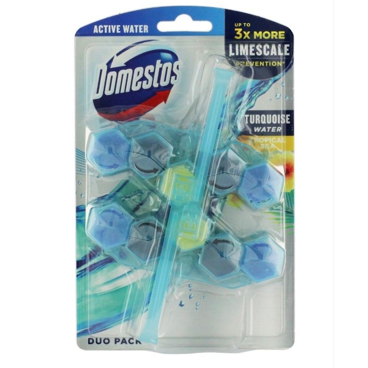 Domestos WC-frissítő golyókkal 2x53 g Tropical Sea Türkiz Víz