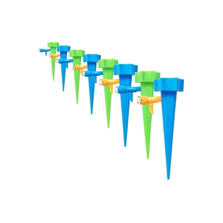 15 db csepegtető készlet, műanyag, áramlásszabályozó szelep, kertbe vagy cserépbe, kék/zöld