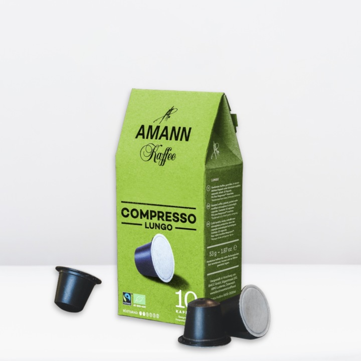 Kávékapszula Amann Kaffee Compresso Lungo, 100% Arabica, 10 db