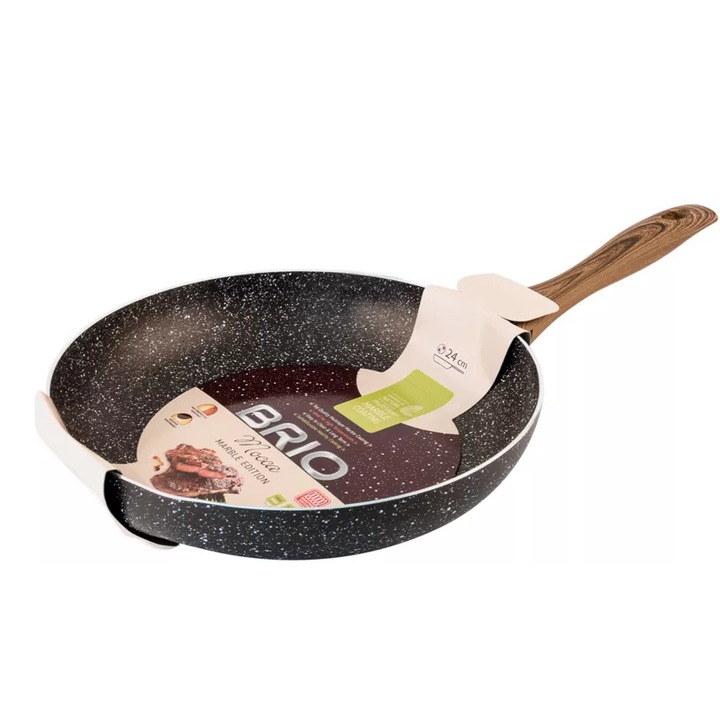 Tigaie Stantata Brio Mocca Marble, Invelis Marmorat, diametru 25 cm