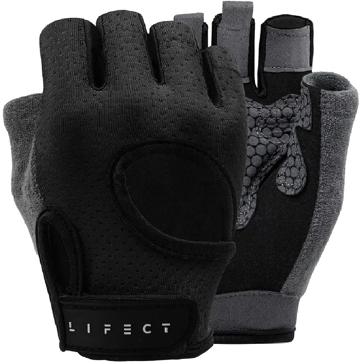 LIFECT Essential sportkesztyű, légáteresztő, ujj nélküli, fekete, XL, nylon