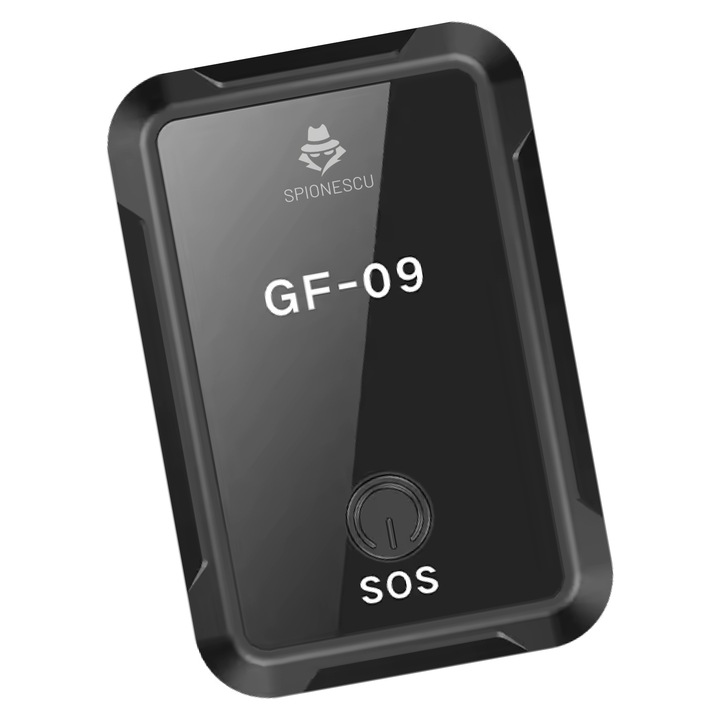 Mini kém GPS nyomkövető, Spionescu, GF09, GSM, GPS, WiFi és LBS helymeghatározás, valós idejű követés, SOS gomb, hármas vezérlés, útvonal előzmények, 6 napos autonómia, 12 napos készenlét, fekete