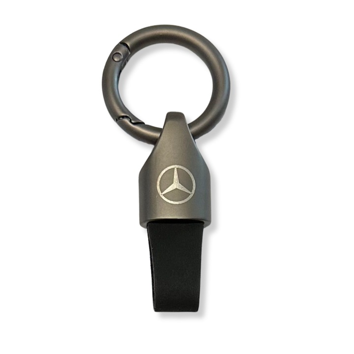 Ключодържател Mercedes-Benz от метал и велур, гравирано лого, матово черно