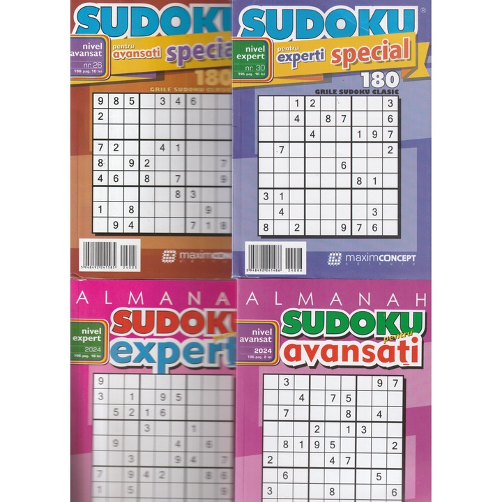 Colectia sudoku Maxim : Almanah sudoku experti, Sudoku experti special, Almanah sudoku avansati, Sudoku avansati special - editura Maxim