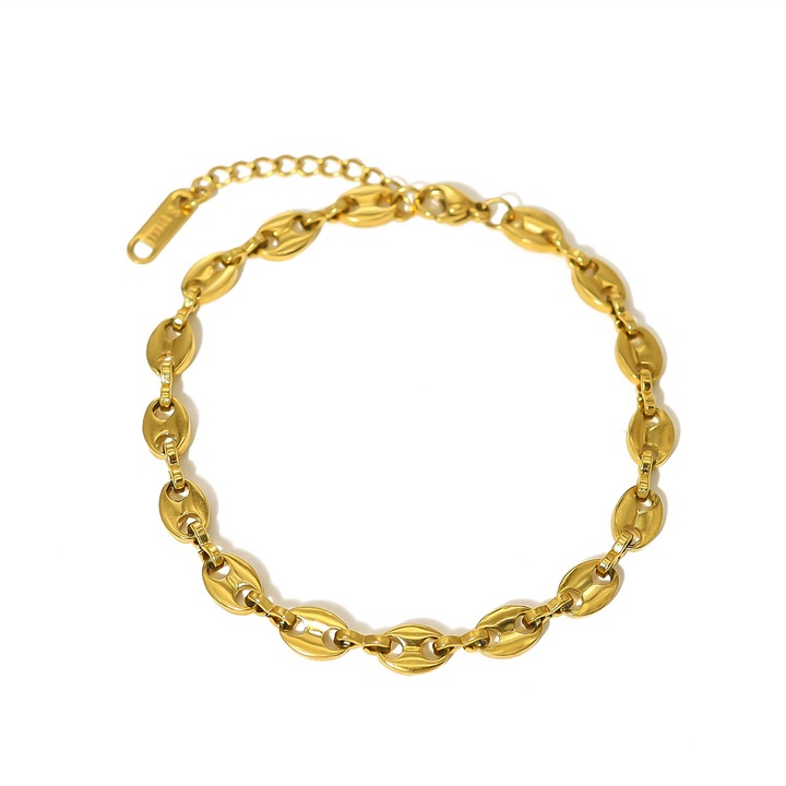 Bratara Dama, Tip Zale, Model Simplu 2, Otel inoxidabil, Reglabila, Placat cu aur, Culoare Gold