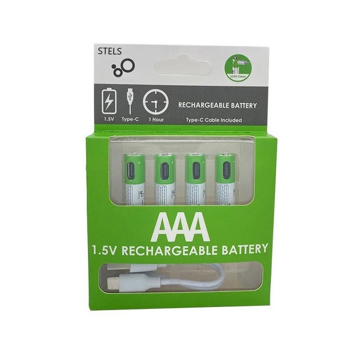 Újratölthető akkumulátor készlet STELS, 1.5V, 550mAh, AAA, Lithium-Ion, 4 db