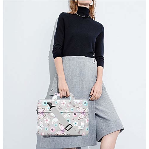 Geanta pentru laptop, Hseok, 13/13,3/14 inch, Curea de umar, impermeabil, Poliester, Compatibila cu MacBook Pro/Air/Lenovo/Dell/HP, Butterfly & gray