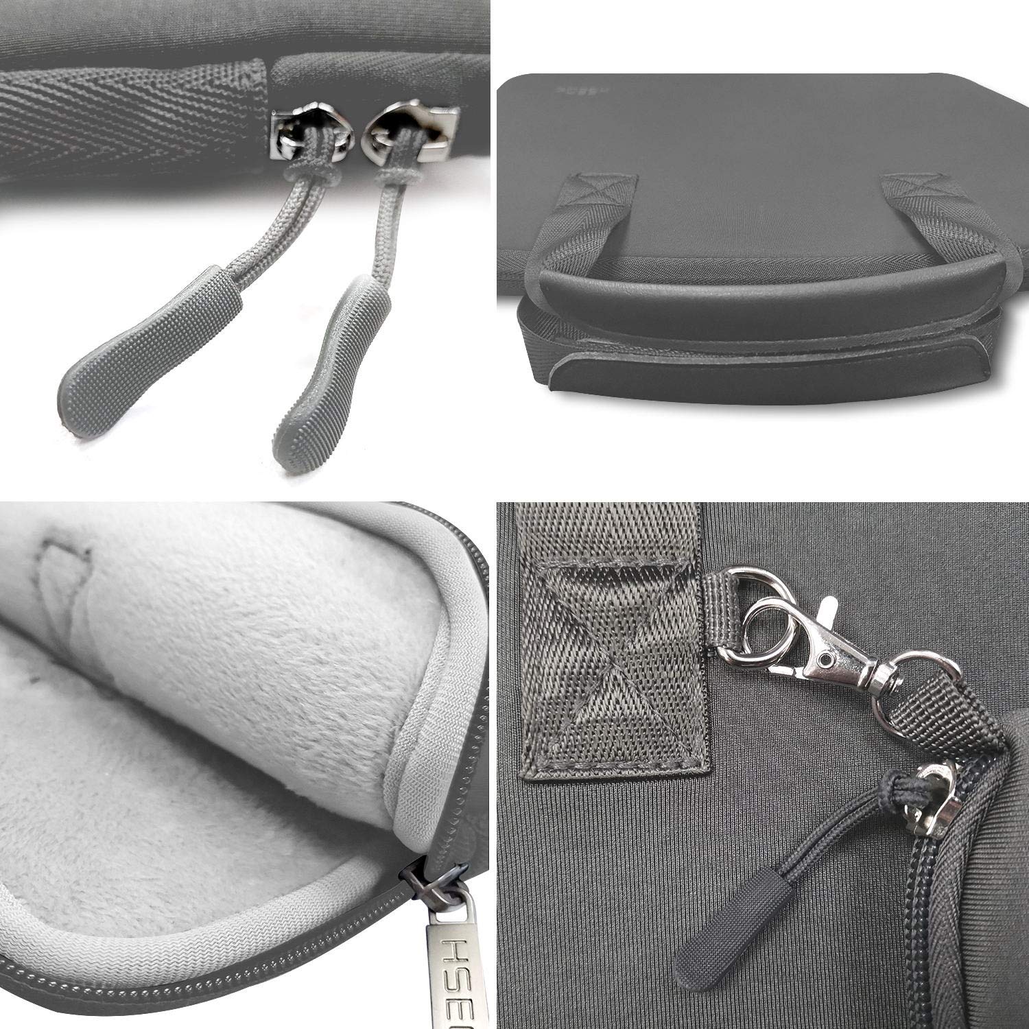 Husa Laptop Elastica Hseok, pentru 13-14 inch, Mouse portabil, impermeabila, Gri Negru, 34.5x2x24.5cm