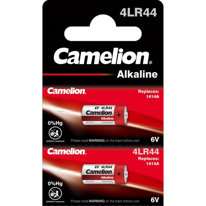 Set 2 baterii 4LR44, 28A, alkaline, 6V, Camelion